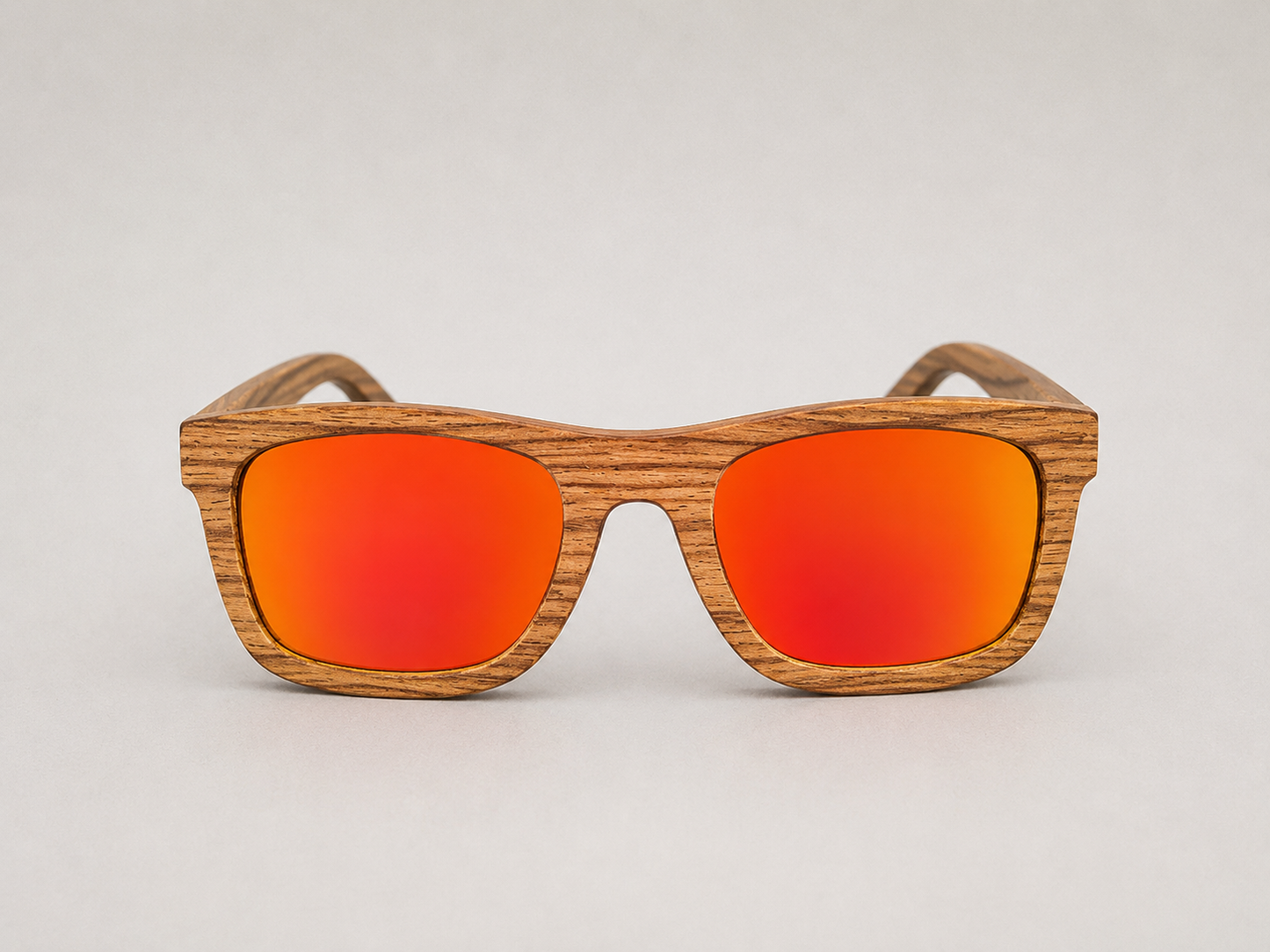 Gafas de madera con espejo naranja