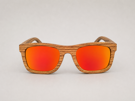 Gafas de madera con espejo naranja