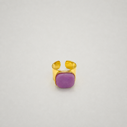 Anillo de acero inoxidable con piedras naturales