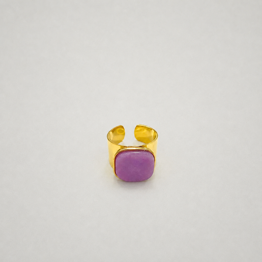 Anillo de acero inoxidable con piedras naturales