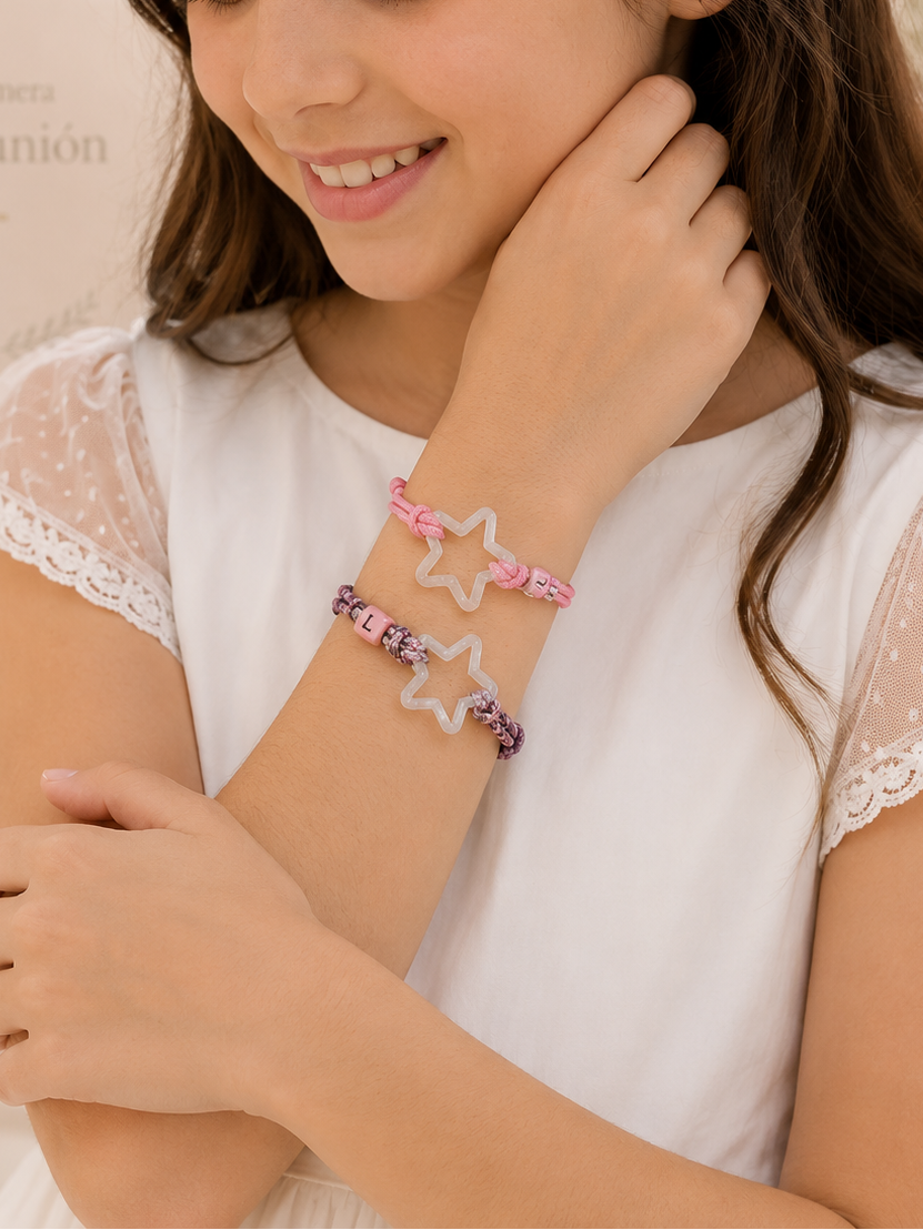 Pack 5 Pulseras Superestrella con letrita