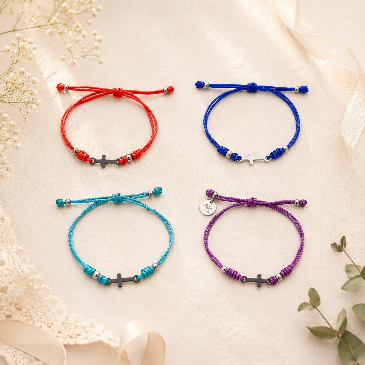Pack 5 Pulseras crucecita larga
