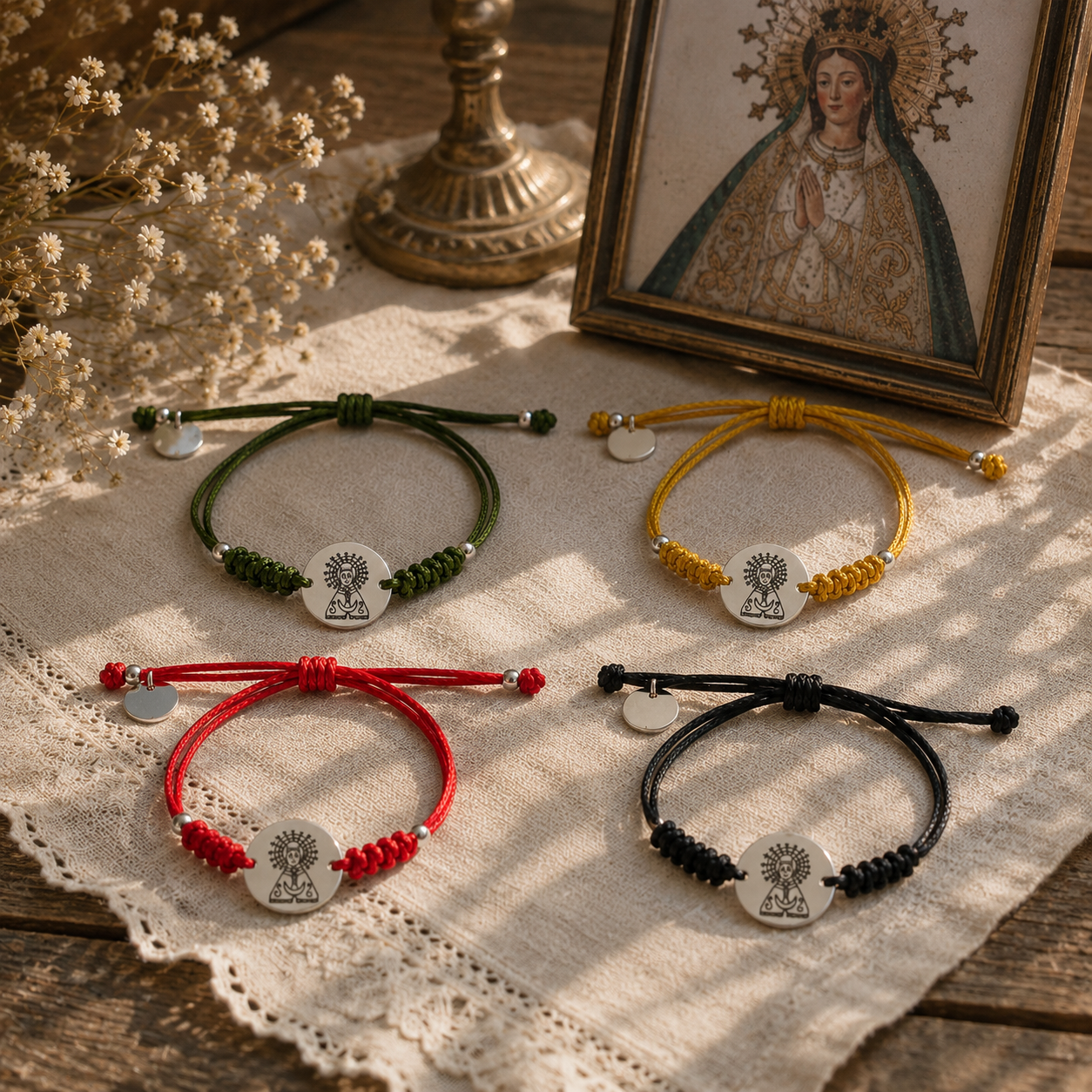 Pulsera virgen del lidón trenzada plata