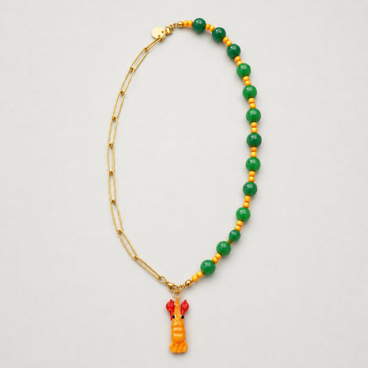 Collar bolitas con eslabones langosta