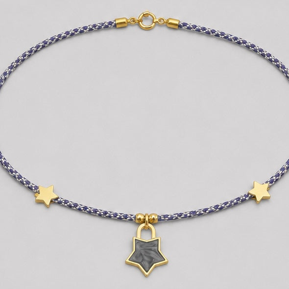Collar Estrella Esmaltada Aguamarina
