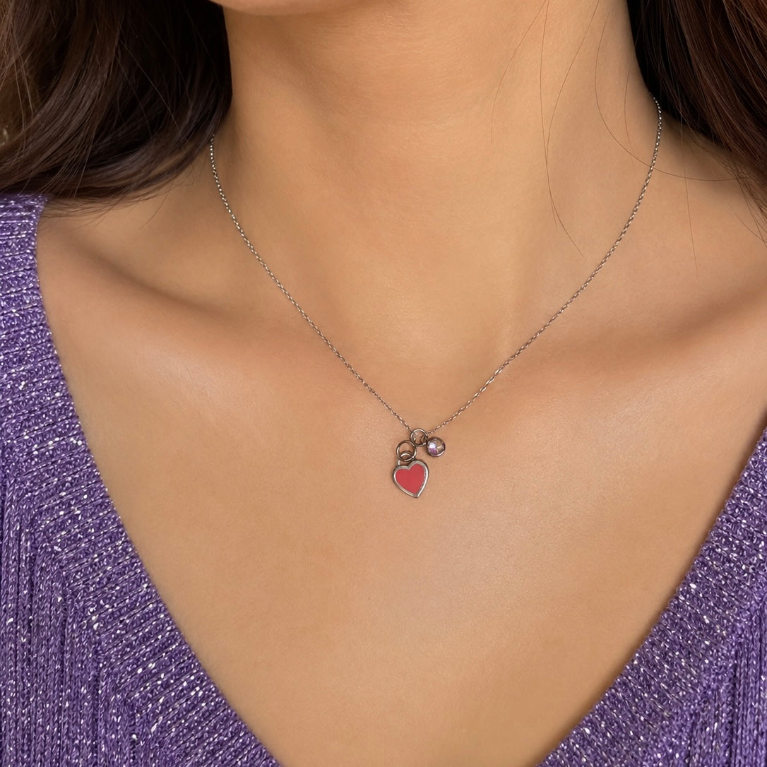 Collar corazón rosa de plata