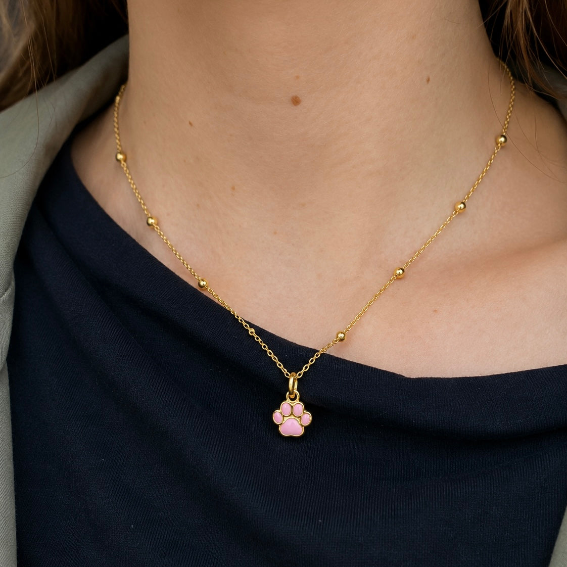 Collar huella patita plata