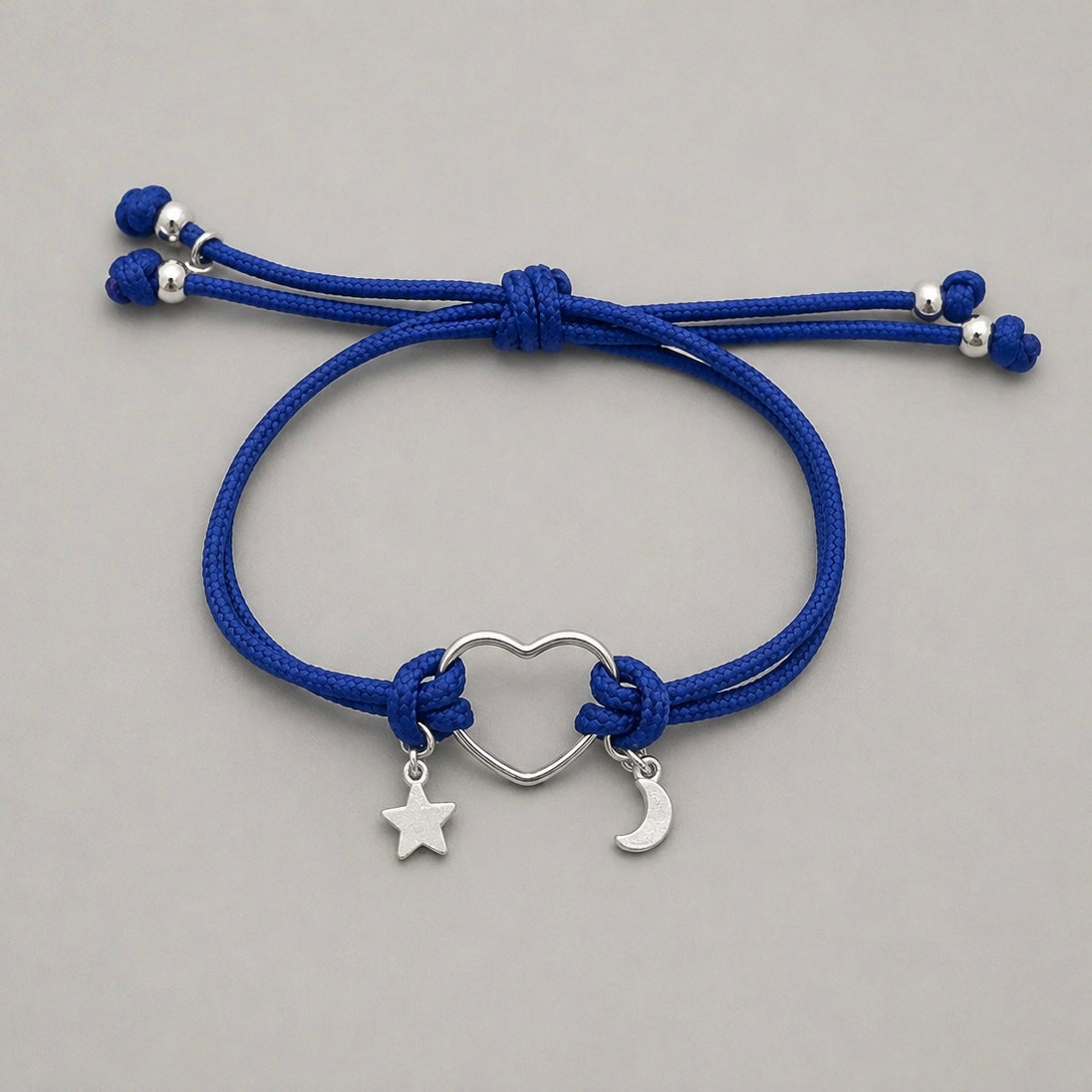 Pulsera Corazón Estrella y Luna Plata💗