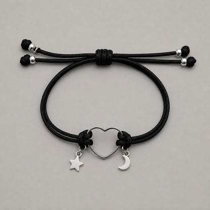 Pulsera Corazón Estrella y Luna Plata💗