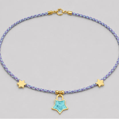 Collar Estrella Esmaltada Aguamarina