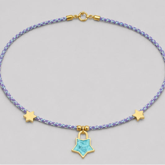 Collar Estrella Esmaltada Aguamarina