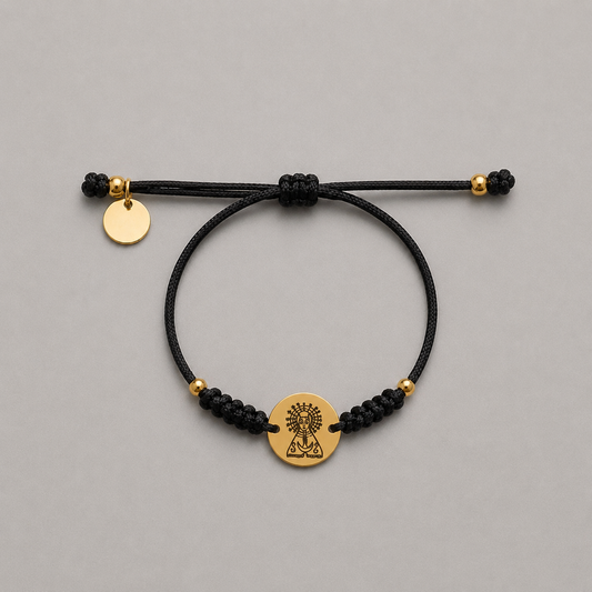 Pulsera Virgen del Lidón trenzada dorada