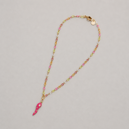 Collar cadena biselada pimiento