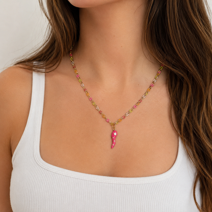 Collar cadena biselada pimiento