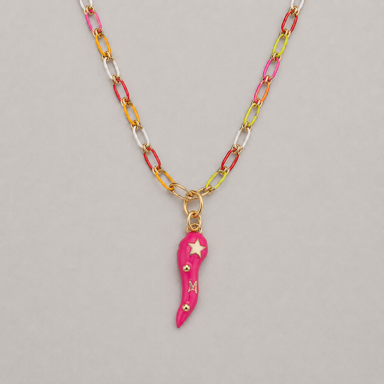 Collar cadena biselada pimiento