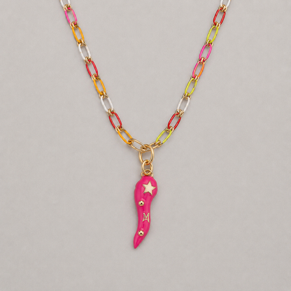 Collar cadena biselada pimiento