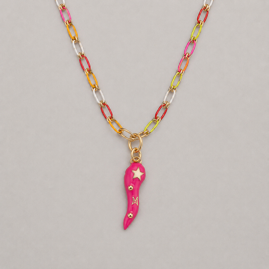 Collar cadena biselada pimiento