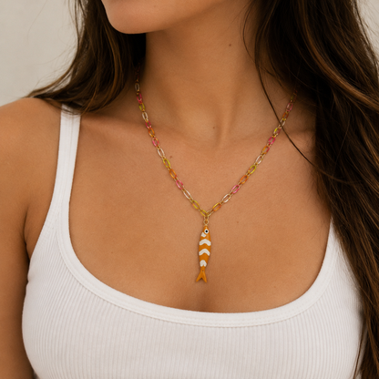 Collar cadena biselada sardina