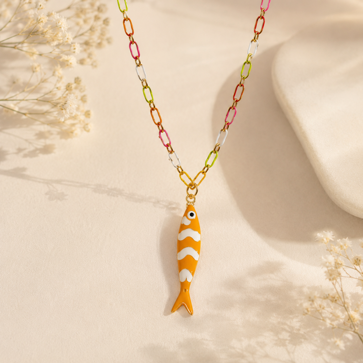 Collar cadena biselada sardina