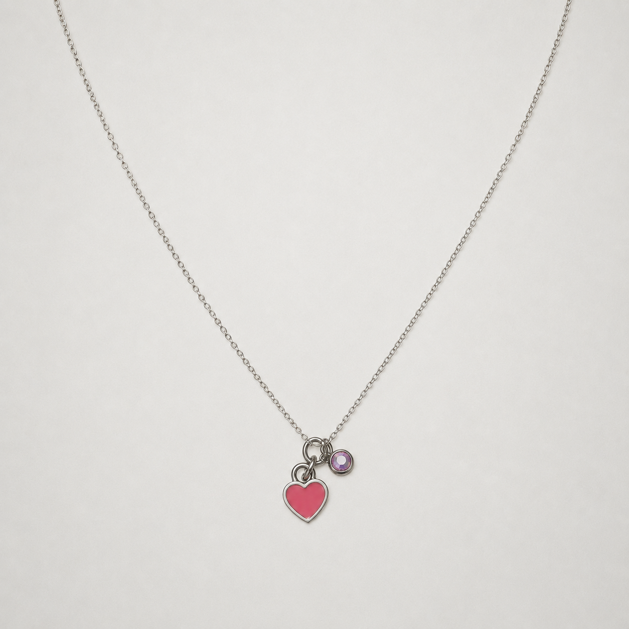 Collar corazón rosa de plata