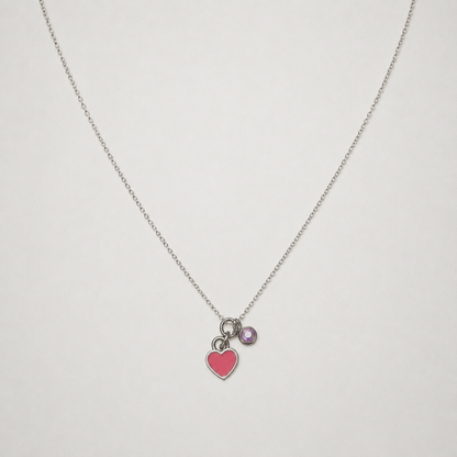 Collar corazón rosa de plata