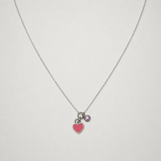 Collar corazón rosa de plata