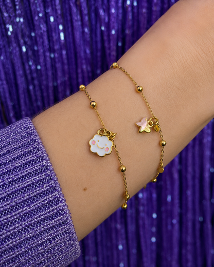 Pulsera nube y mariposa plata bañada en oro