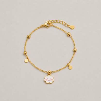 Pulsera nube y mariposa plata bañada en oro