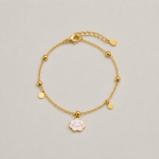 Pulsera nube y mariposa plata bañada en oro