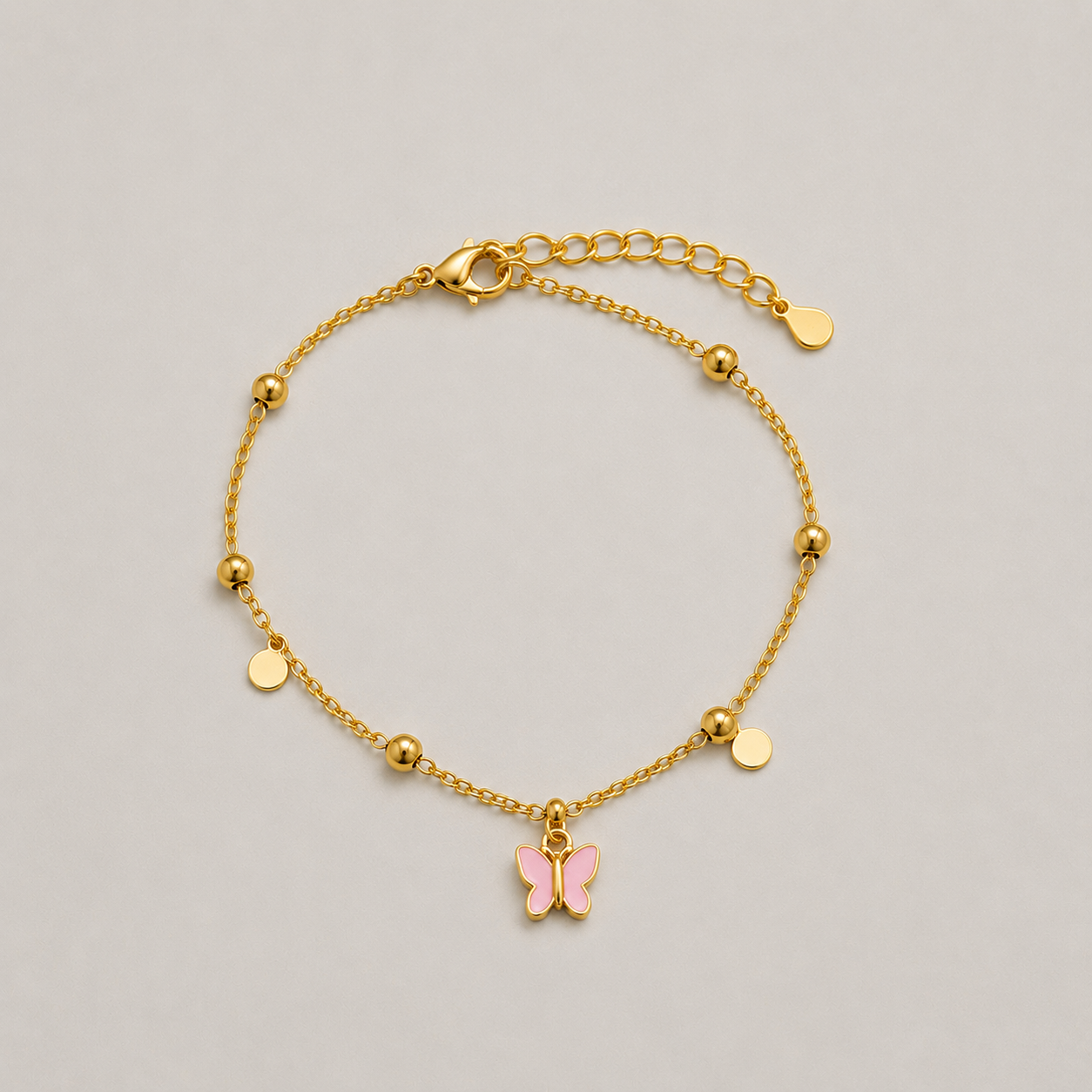 Pulsera nube y mariposa plata bañada en oro