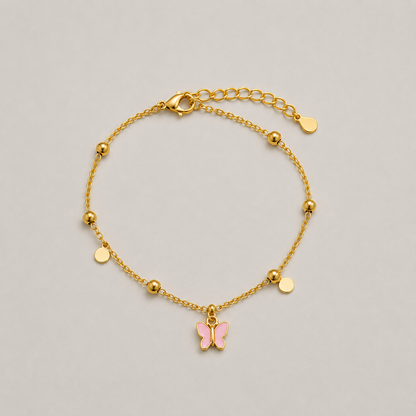 Pulsera nube y mariposa plata bañada en oro