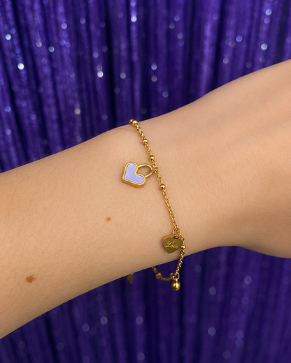 Pulsera plata corazón bañada en oro