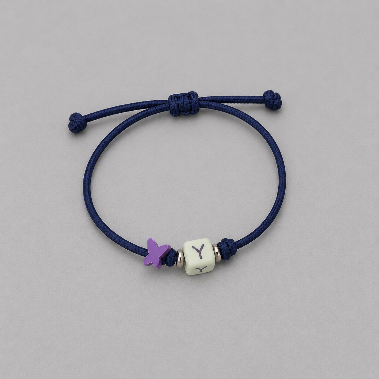 Pack 5 Pulseras letrita con mariposa plata