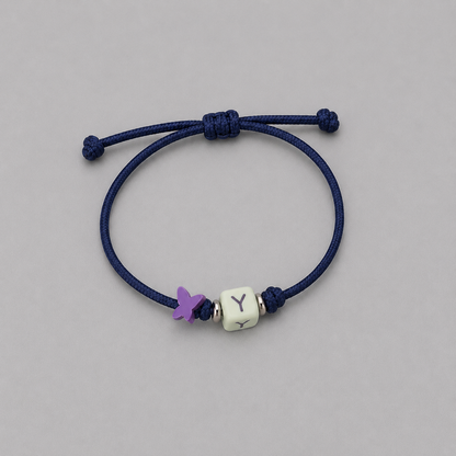 Pack 5 Pulseras letrita con mariposa plata