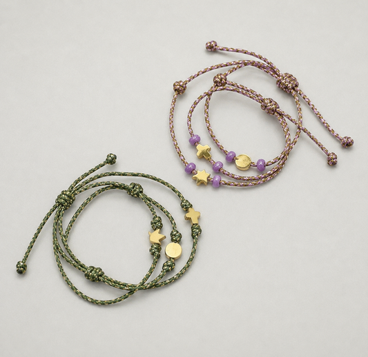 Pack Pulsera formas doradas con bolitas evento