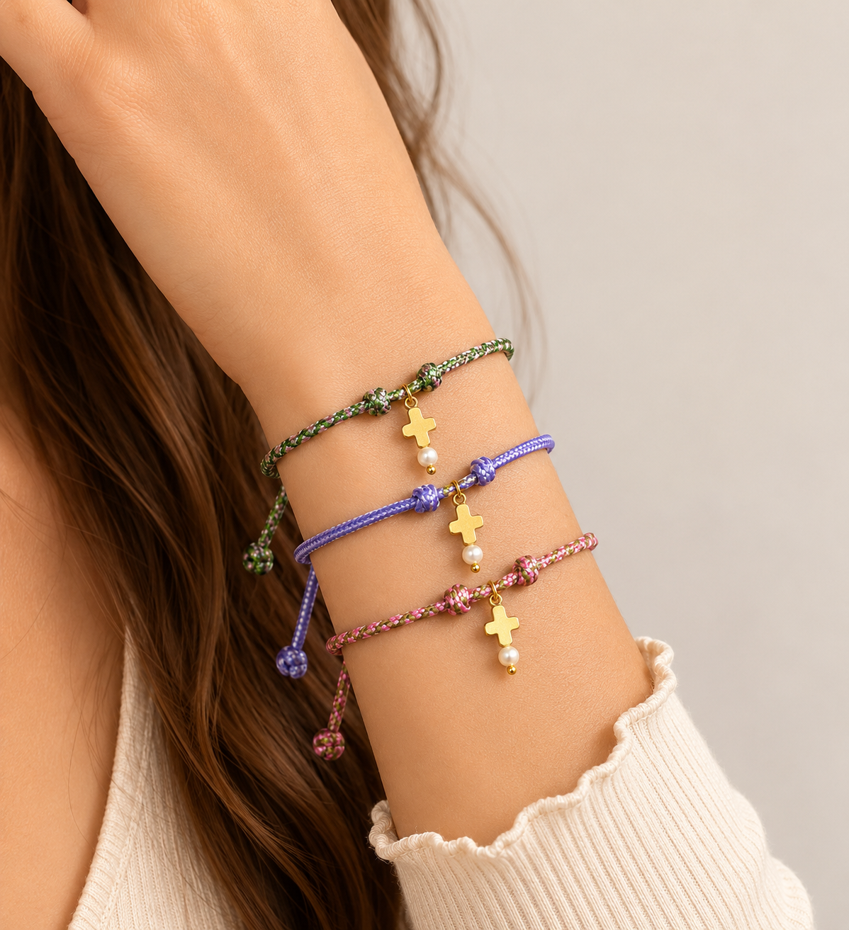 Pack Pulsera cruz con bolita