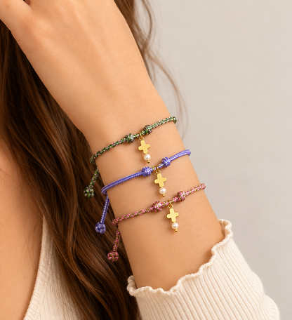 Pack Pulsera cruz con bolita