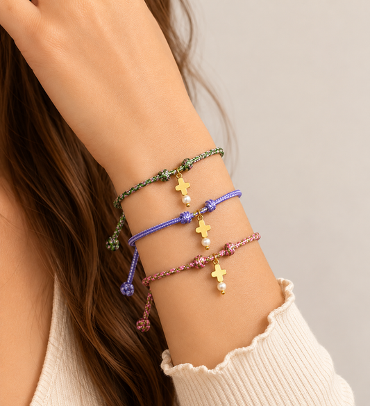 Pack Pulsera cruz con bolita