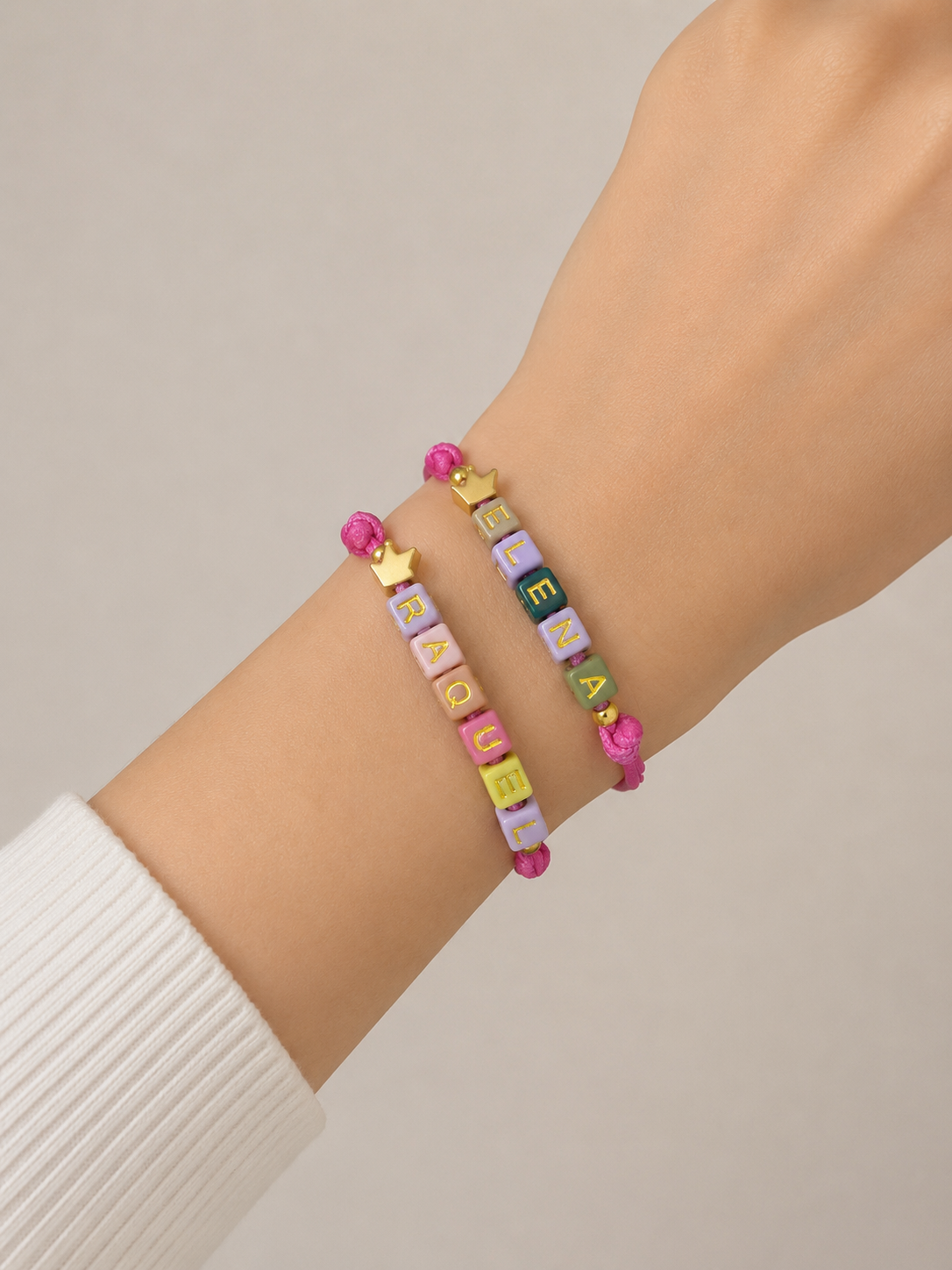 Pack 5 Pulseras letritas dorada