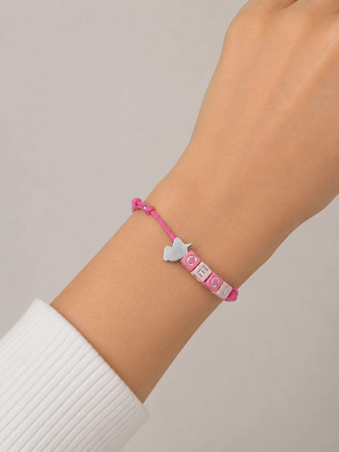 Pack 5 Pulseras letritas plata