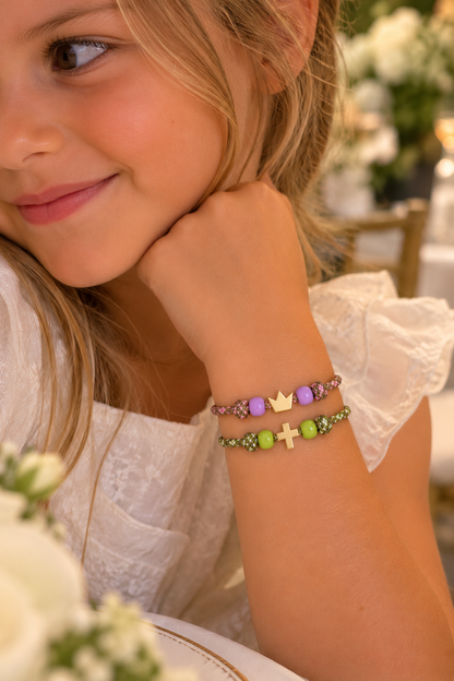 Pack Pulsera formas doradas con bolitas evento