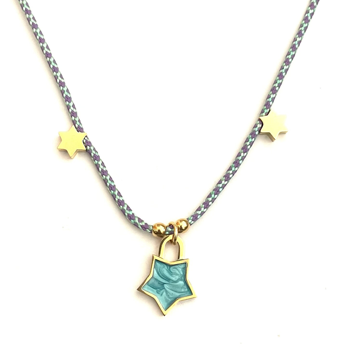 Collar Estrella Esmaltada Aguamarina