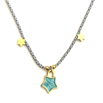 Collar Estrella Esmaltada Aguamarina