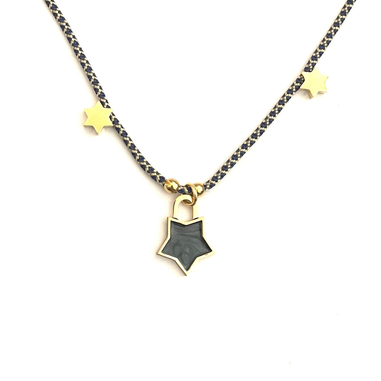 Collar Estrella Esmaltada Aguamarina